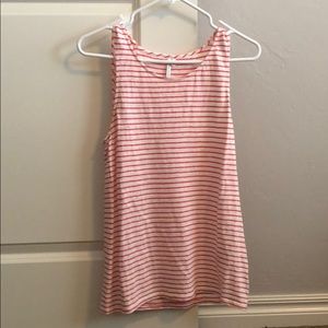 Pink and cream linen tank